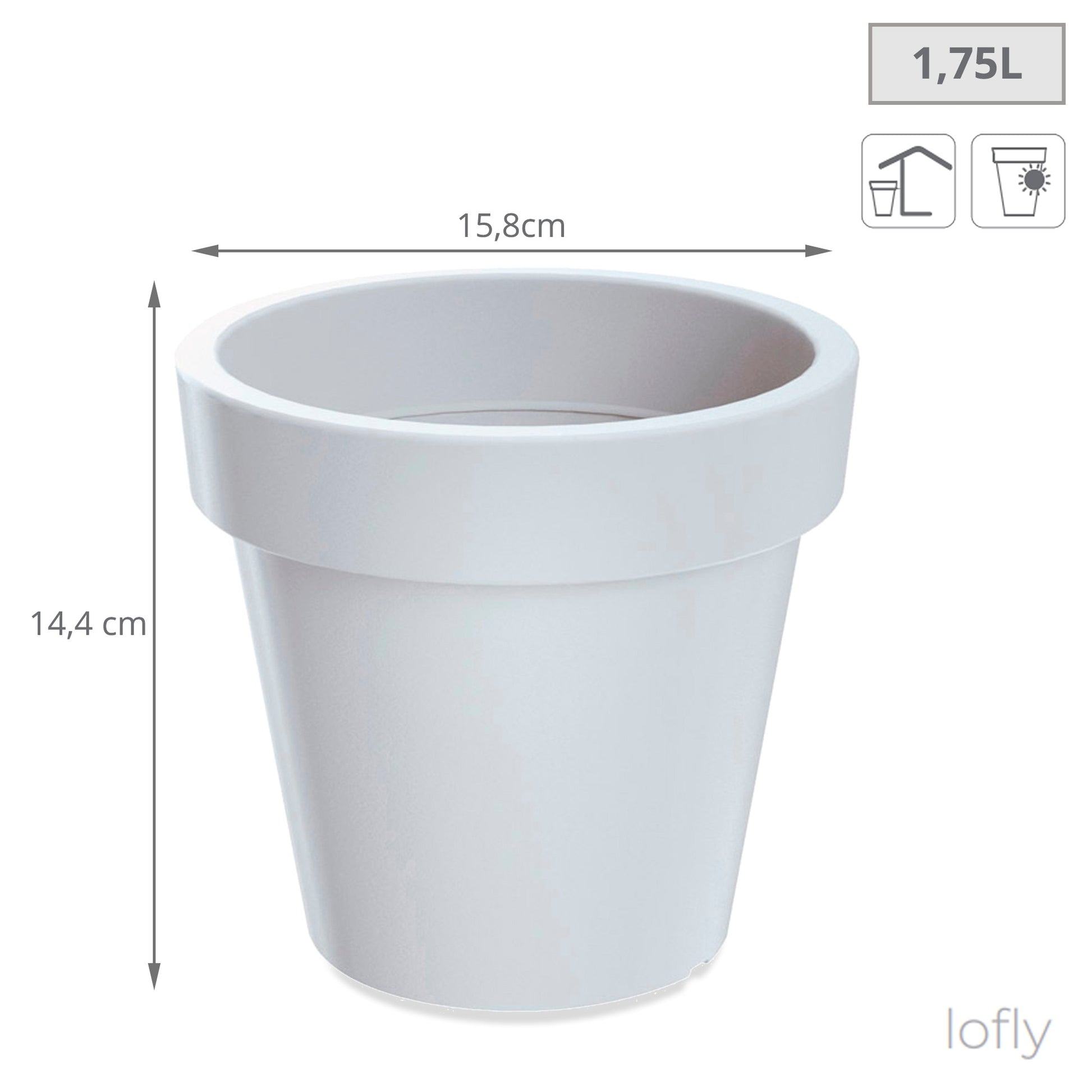 Maceta De Plastico Lofly En Color Blanco 15,8 (largo) X 15,8 (ancho) X 14,4 (alto) Cm_1