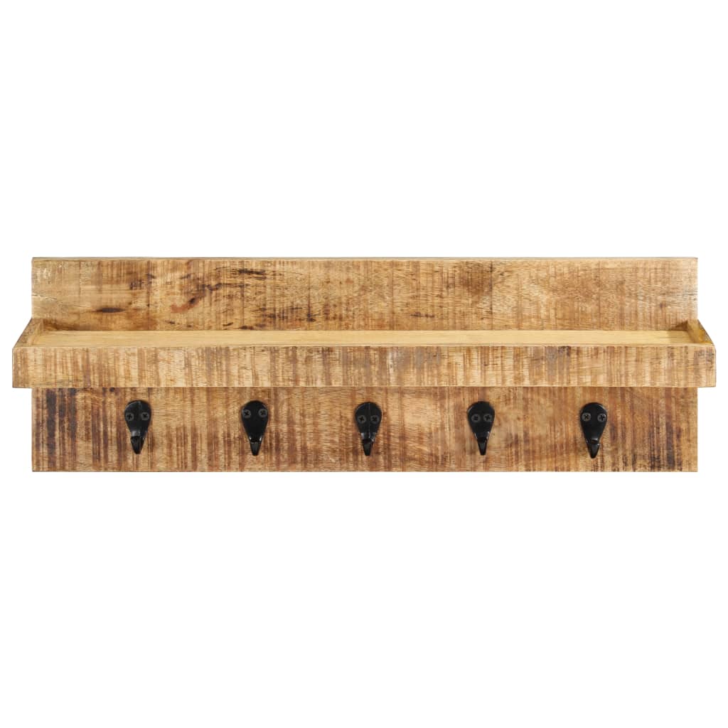 Perchero De Pared Madera Maciza De Mango Sin Tratar 60x15x20 Cm_0