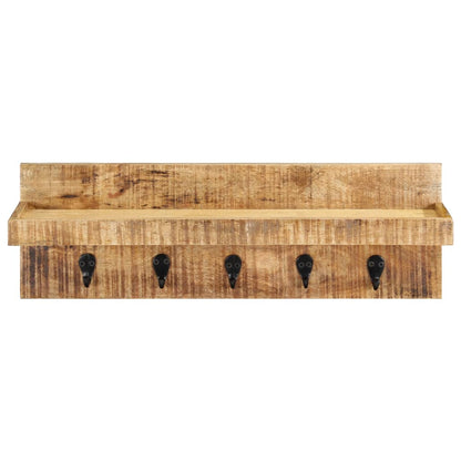 Perchero De Pared Madera Maciza De Mango Sin Tratar 60x15x20 Cm_0
