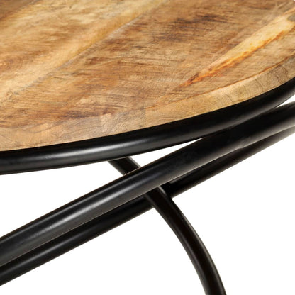 Mesa De Centro Madera Maciza De Mango Rugosa Negra 60x60x40 Cm_2