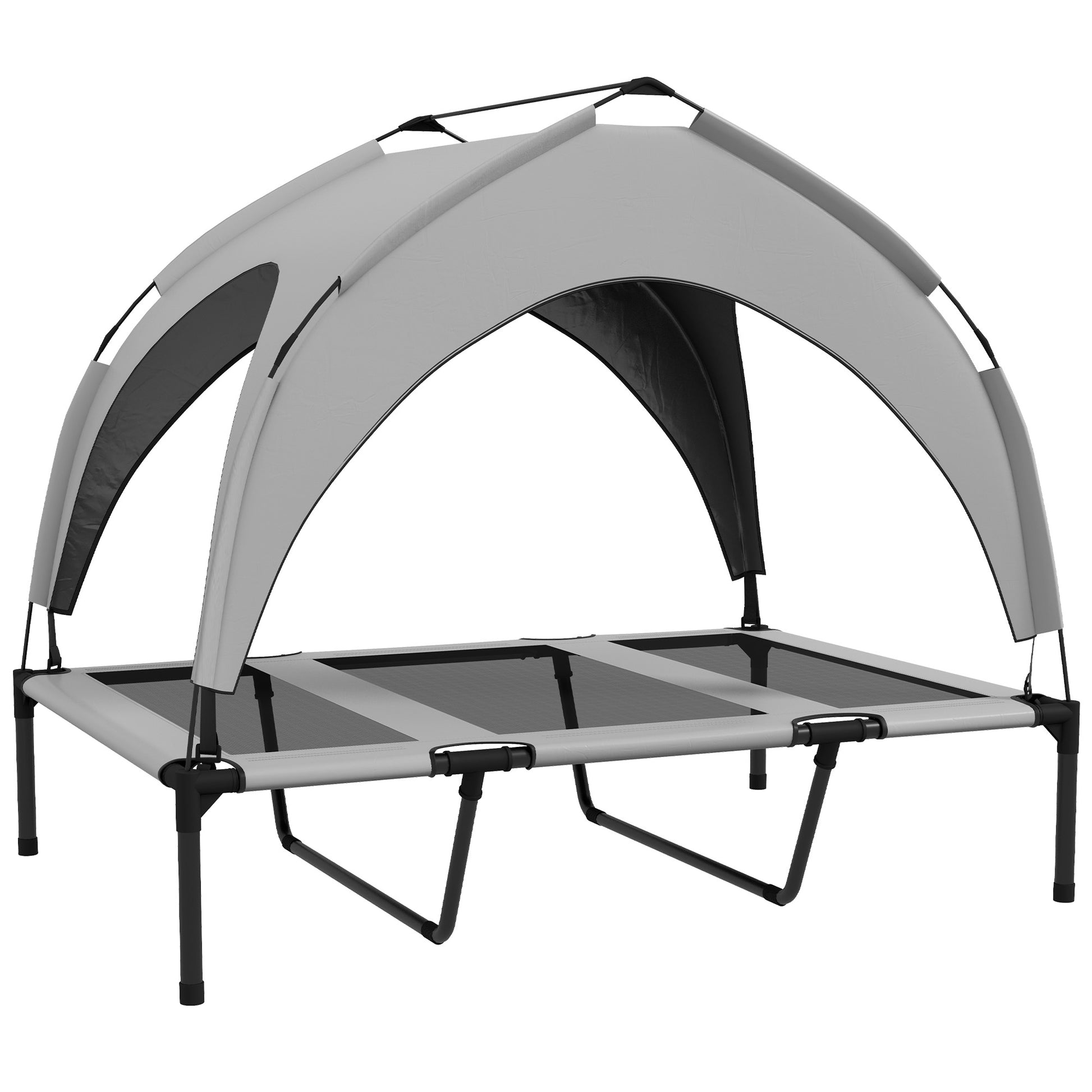 Pawhut Cama Elevada Para Perros Grandes Con Toldo 106x76x94 Cm Gris Claro_0