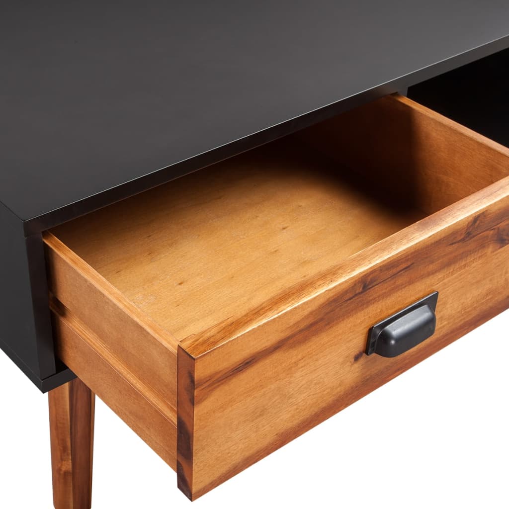 Mesa De Centro De Madera De Acacia Maciza 90x50x40 Cm_2
