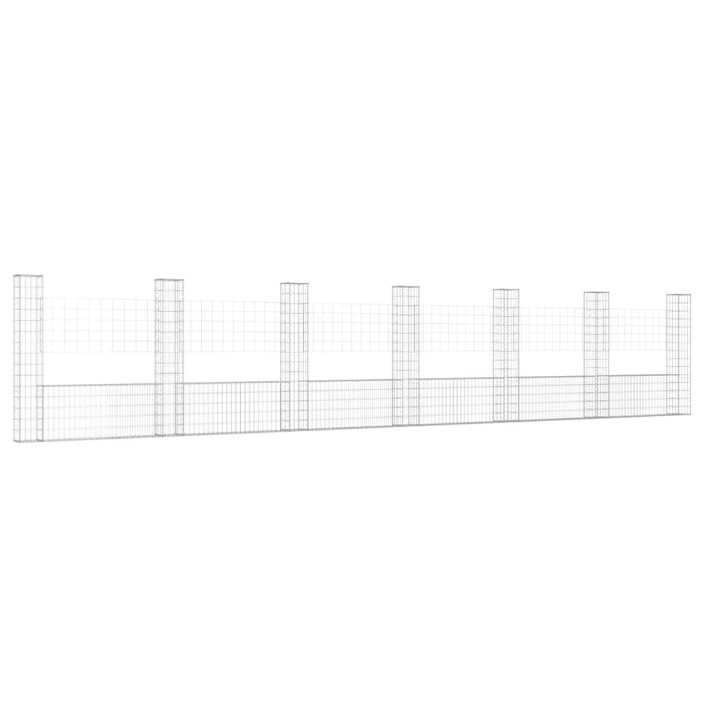 Cesta De Gaviones Forma De U 7 Postes De Hierro 740x20x150 Cm / Vetonek_5