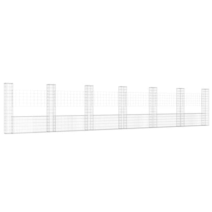 Cesta De Gaviones Forma De U 7 Postes De Hierro 740x20x150 Cm / Vetonek_5