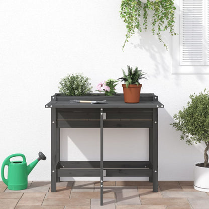 Jardinera Con Tapa Plegable Madera Maciza De Pino Gris_2