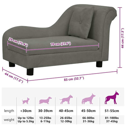 Vidaxl Sofá Para Perros Con Almohada Gris Oscuro Felpa 83x44x44 Cm_2
