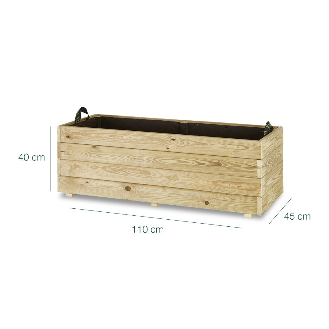 Jardinera Rectangular De Madera Tratada 110x45x40 Cm Ghio Hortalia_5