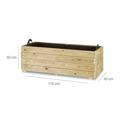 Jardinera Rectangular De Madera Tratada 110x45x40 Cm Ghio Hortalia_5