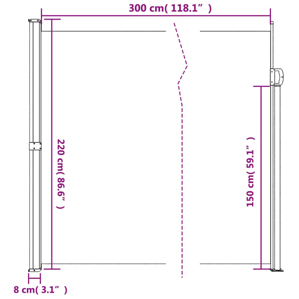 Vidaxl Toldo Lateral Retráctil Rojo 220x300 Cm_2