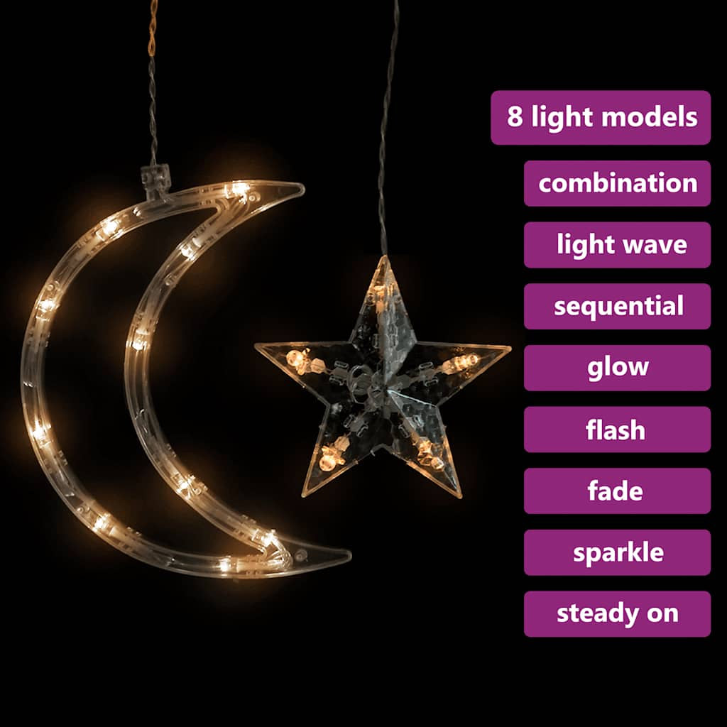 Vidaxl Luces Estrella Y Luna 138 Leds Blanco Cálido Con Control Remoto_3