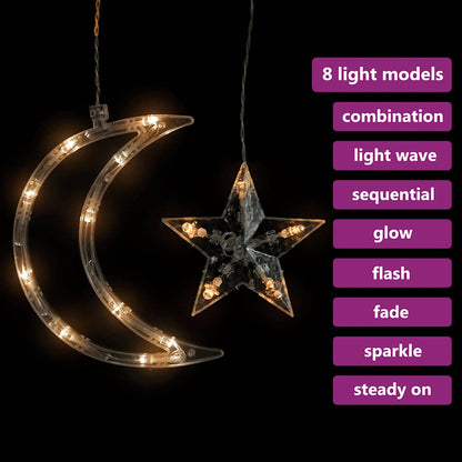 Vidaxl Luces Estrella Y Luna 138 Leds Blanco Cálido Con Control Remoto_3