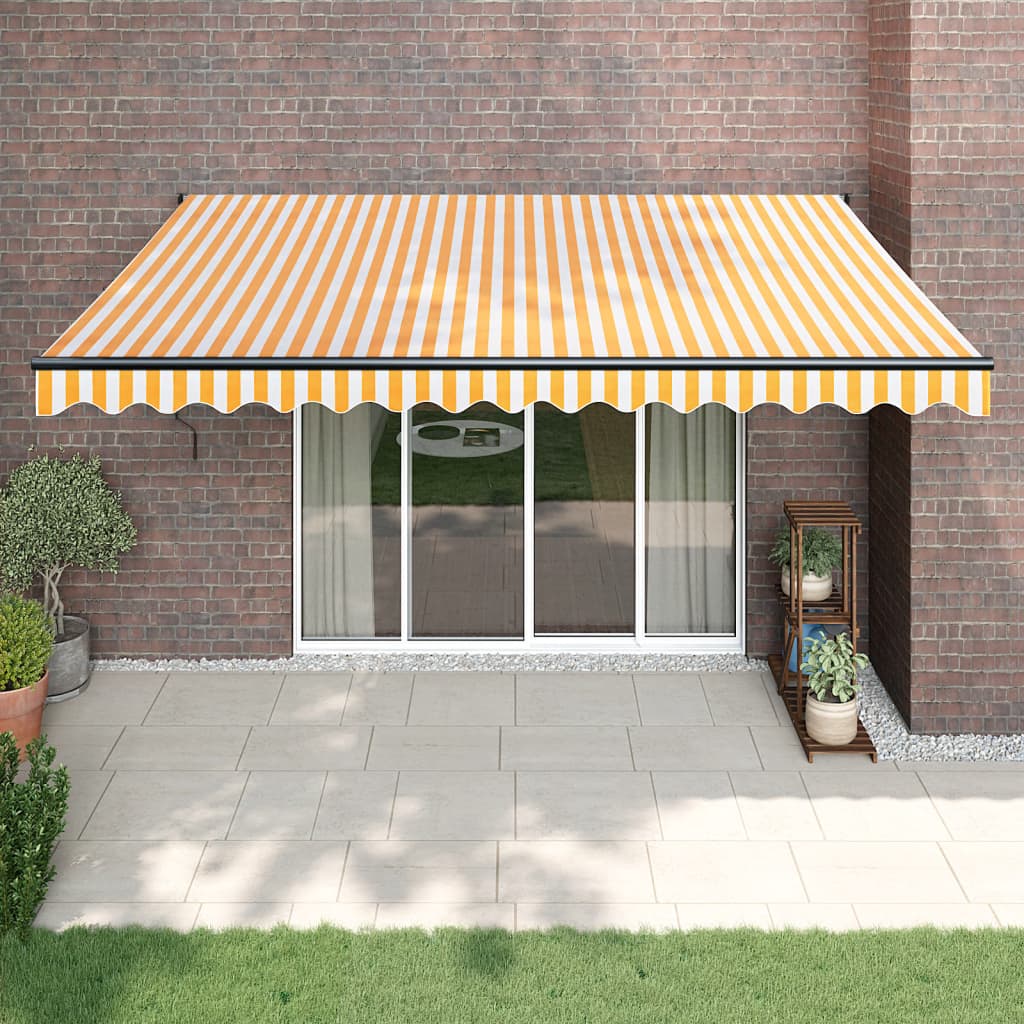 Toldo Retráctil Automático Amarillo Y Blanco 4,5x3 M_1