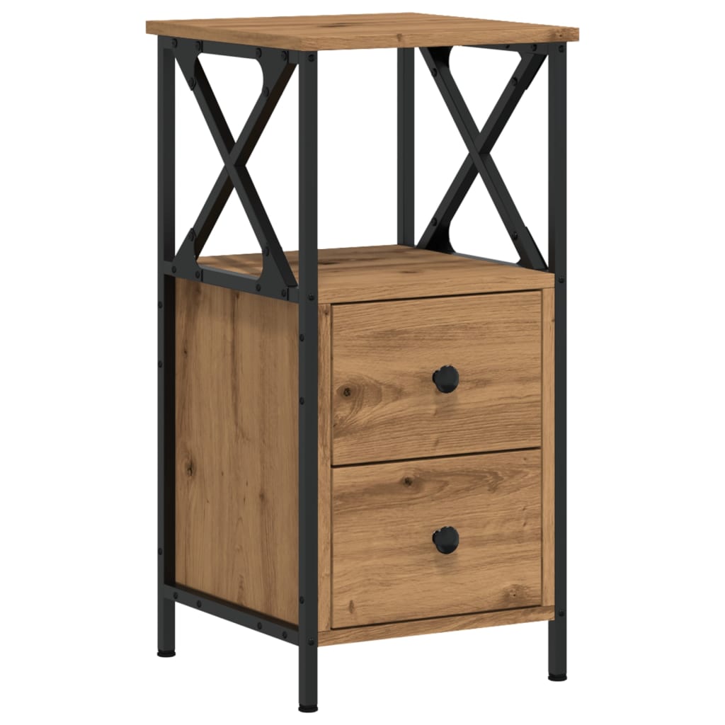 Mesitas Noche 2 Ud Madera Ingeniería Roble Artisan 34x35,5x70cm_3