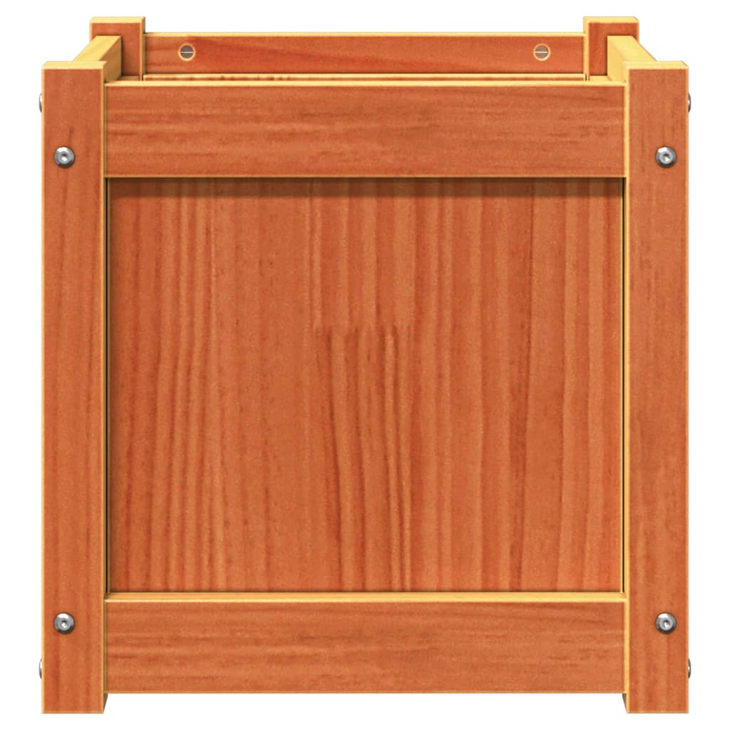 Jardinera Exterior Madera Maciza Pino Marrón Cera 40x40x40 Cm_5