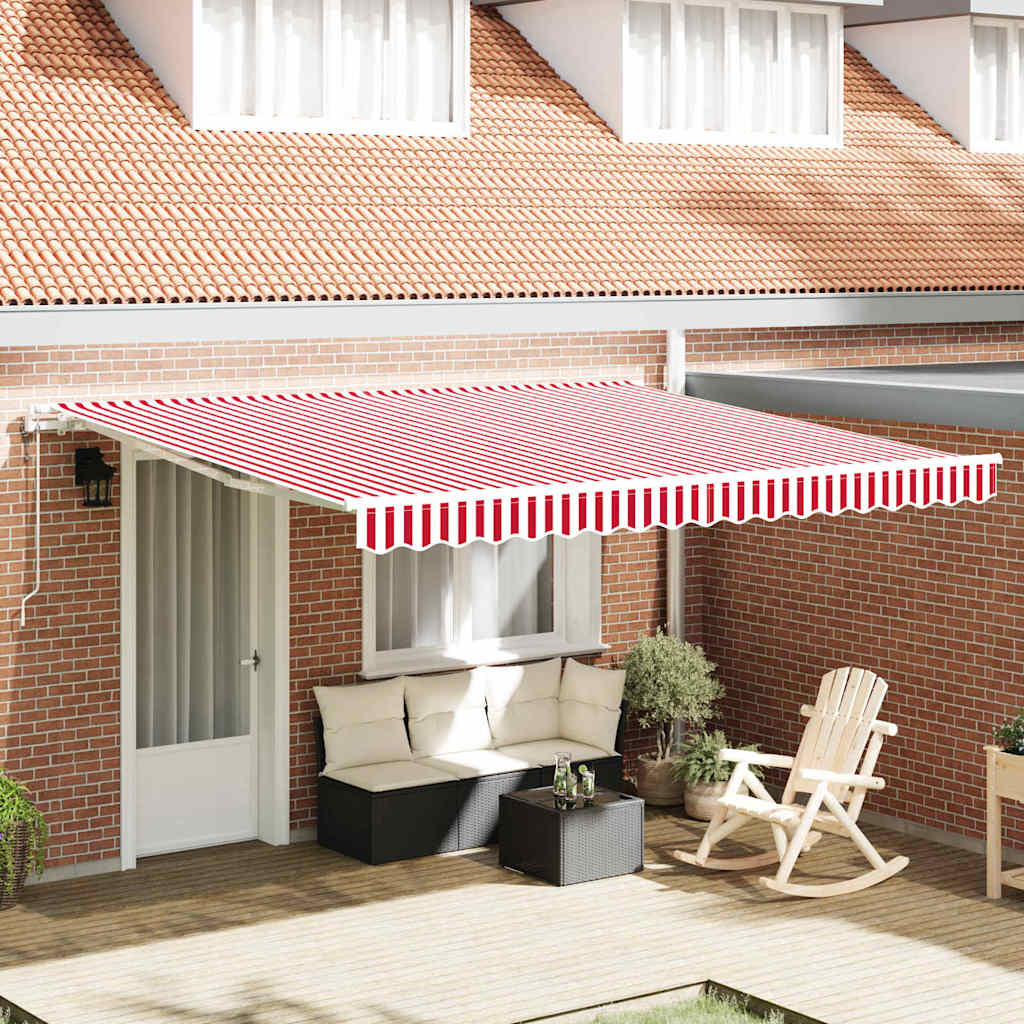 Toldo Retráctil Rojo Y Blanco 400 X 350 Cm Tela Y Aluminio_1