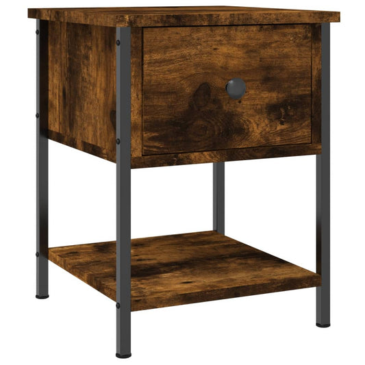 Mesita De Noche Madera De Ingeniería Roble Ahumado 34x35,5x45cm_0