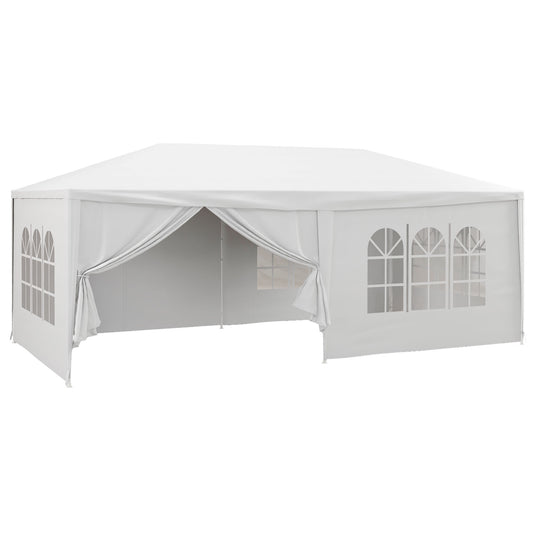 Outsunny Carpa De Jardín 6x3 M Con 4 Ventanas 2 Puertas Con Cremallera Blanco_0