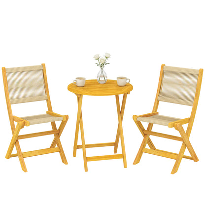 Outsunny Conjunto De Mesa Y Sillas De Terraza Exterior De Madera 3 Piezas_0