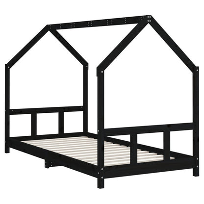 Vidaxl Estructura De Cama Para Niños Madera De Pino Negro 90x190 Cm_5