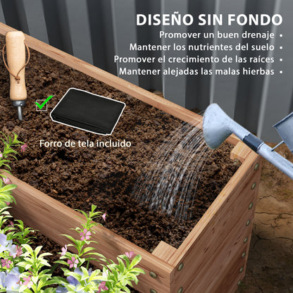 Outsunny Jardinera De Madera Elevada De 4 Niveles 113x113x46 Cm Café Oscuro_4