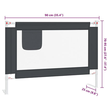 Vidaxl Barandilla De Seguridad Cama De Niño Tela Gris Oscuro 90x25 Cm_2