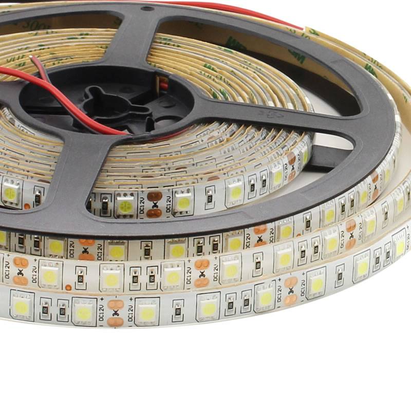 Tira Led Monocolor Hq Smd5050, Dc12v, 5m (60 Led/m), 72w, Ip65, Blanco Cálido_0