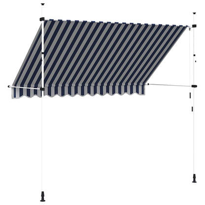 Toldo Manual Retráctil Azul Y Blanco A Rayas 300 Cm_4