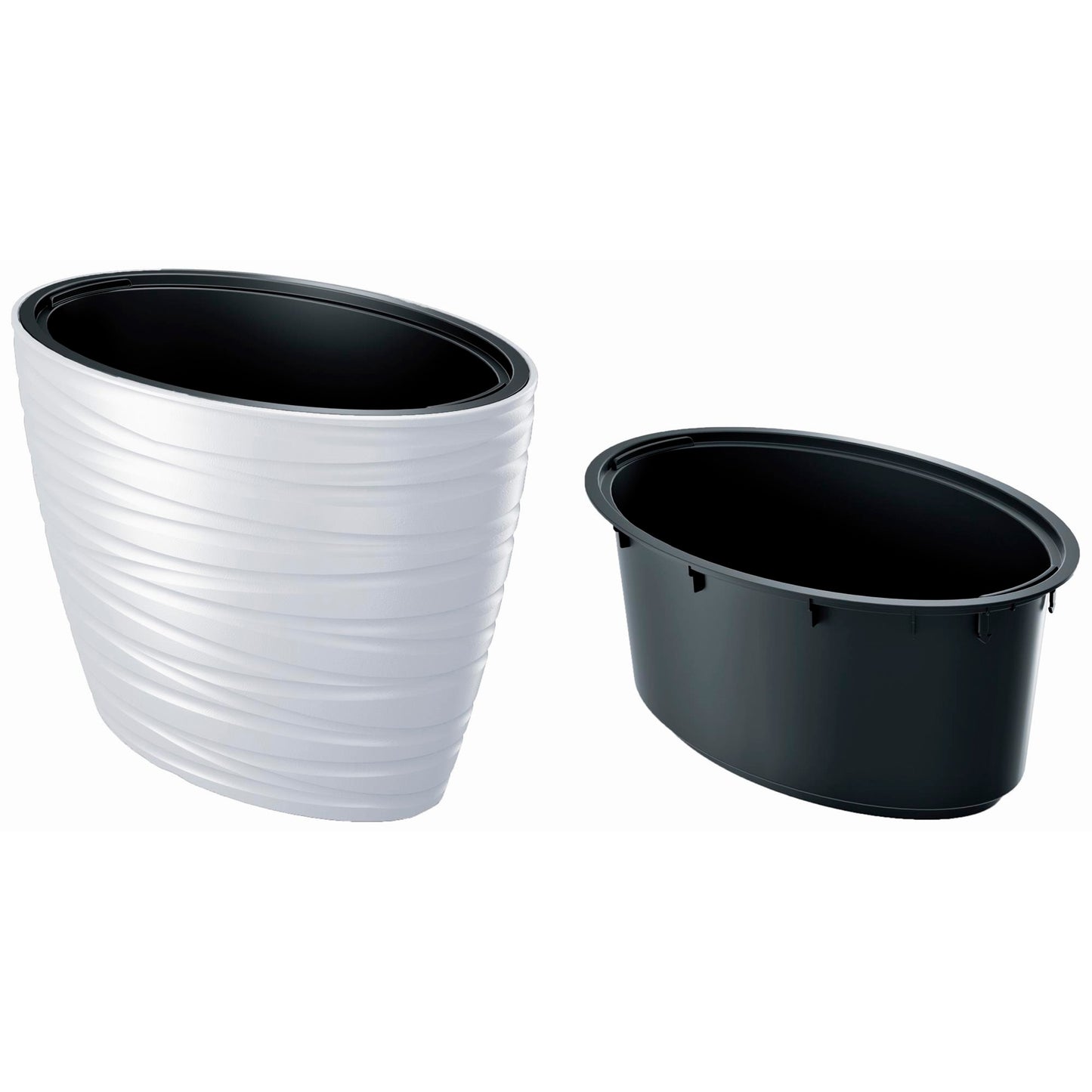 Maceta Ovalada Con Deposito 56l Maze De Plastico En Color Blanco 58,5 (largo) X 38,5 (ancho) X 42,3 (alto) Cm_1