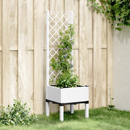 Jardinera Con Enrejado Pp Blanco 40x40x142 Cm_1