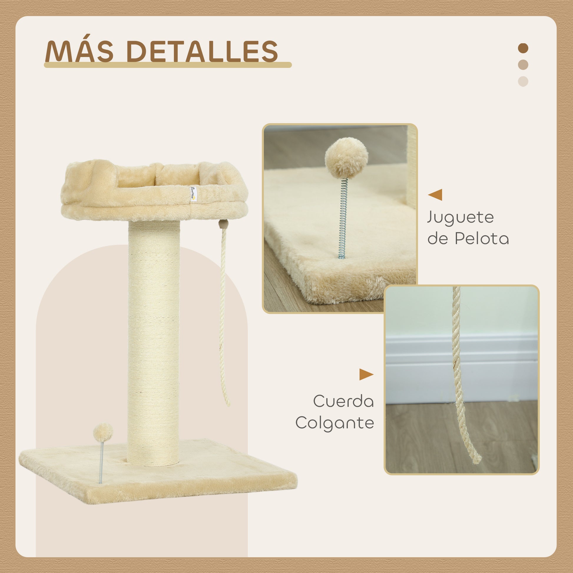Pawhut Árbol Rascador Para Gatos De 2 Niveles Con Plataforma Bola Poste De Sisal_4