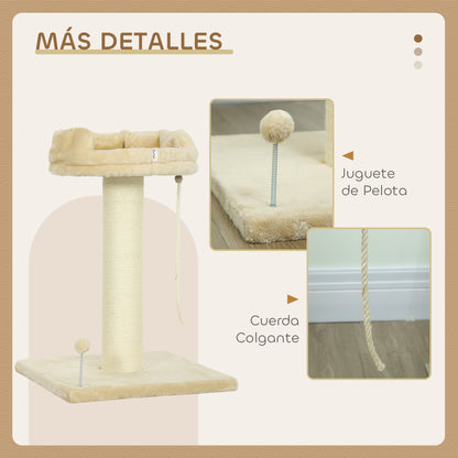 Pawhut Árbol Rascador Para Gatos De 2 Niveles Con Plataforma Bola Poste De Sisal_4