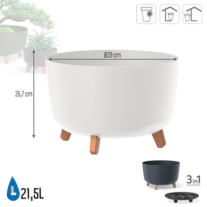 Macetero Color Blanco,sin Depósito , Colección Gracia De 39cm X 39cm X 25,7cm Cm, Capacidad De 21,5 L._2