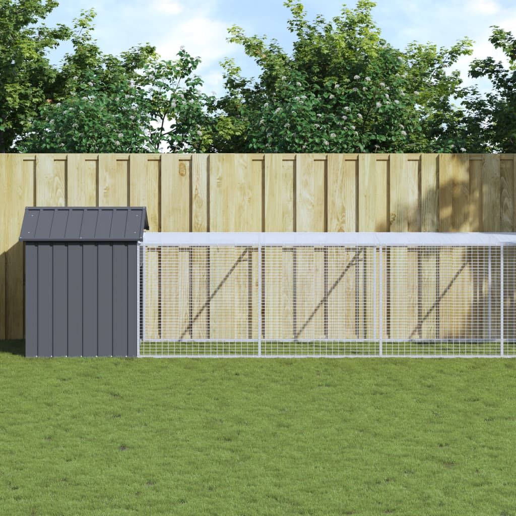 Vidaxl Jaula Gallinas Con Corral Acero Galvanizado Gris 117x1221x123cm_1
