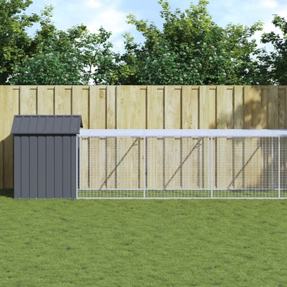 Vidaxl Jaula Gallinas Con Corral Acero Galvanizado Gris 117x1221x123cm_1