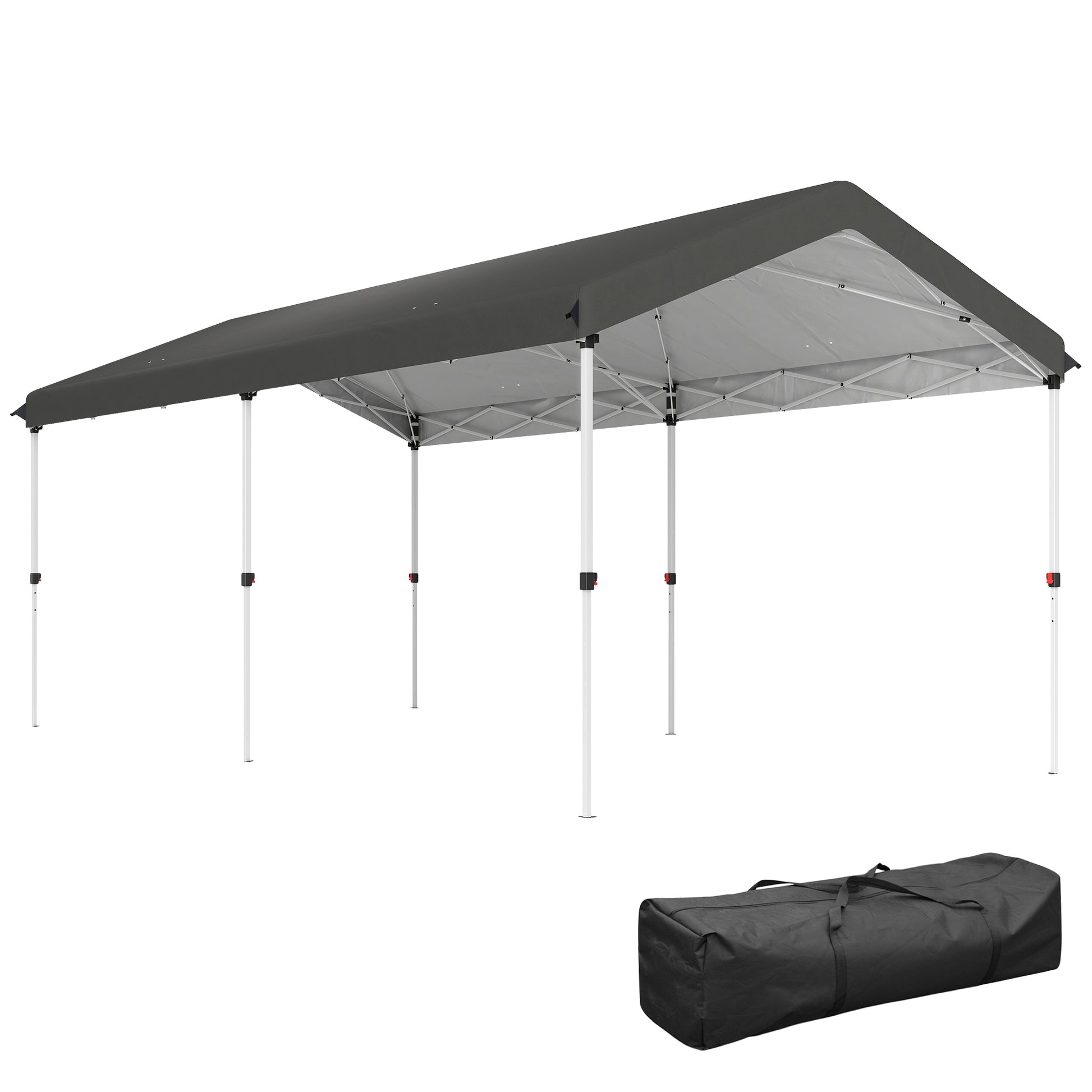 Outsunny Carpa Plegable 6x3 M Con Altura Ajustable Protección Uv50+ Gris Oscuro_0