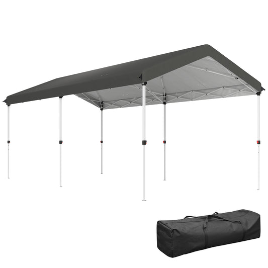 Outsunny Carpa Plegable 6x3 M Con Altura Ajustable Protección Uv50+ Gris Oscuro_0
