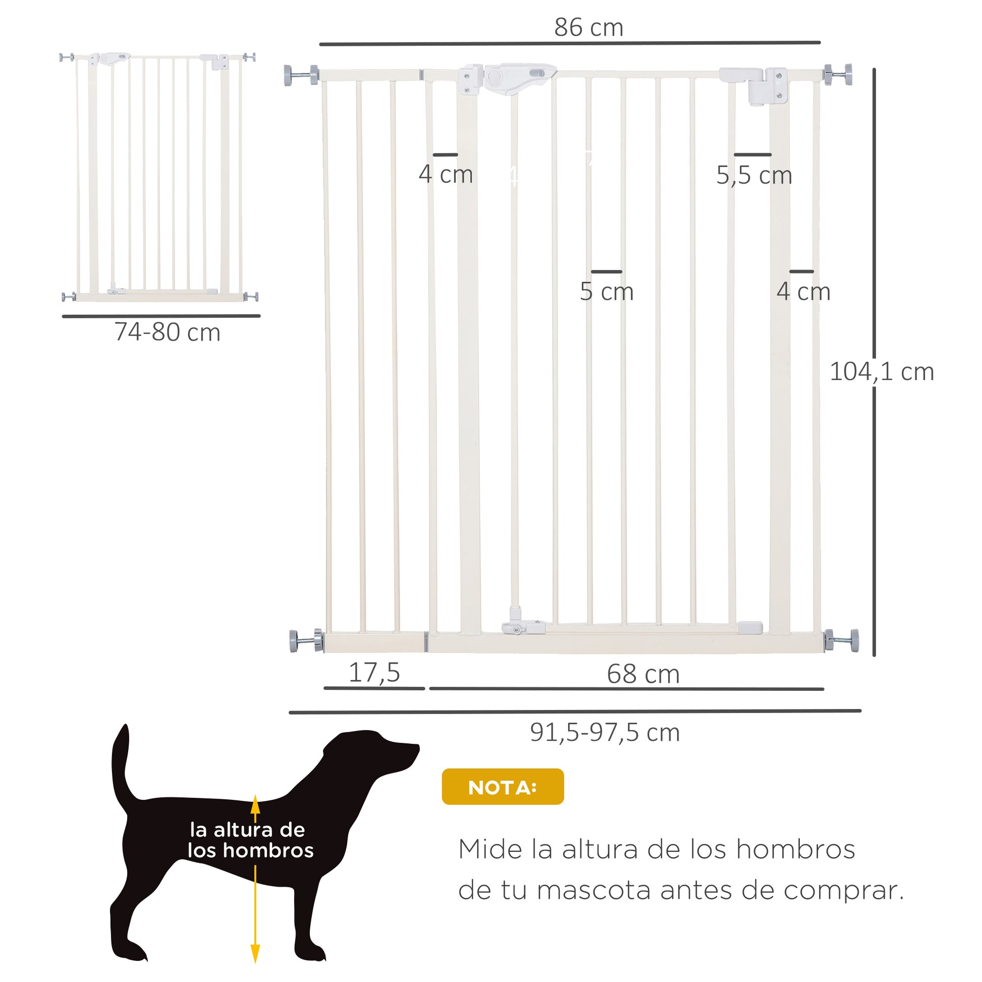 Pawhut Barrera De Seguridad Para Puertas Escaleras Perros Con Cierre Automático_2