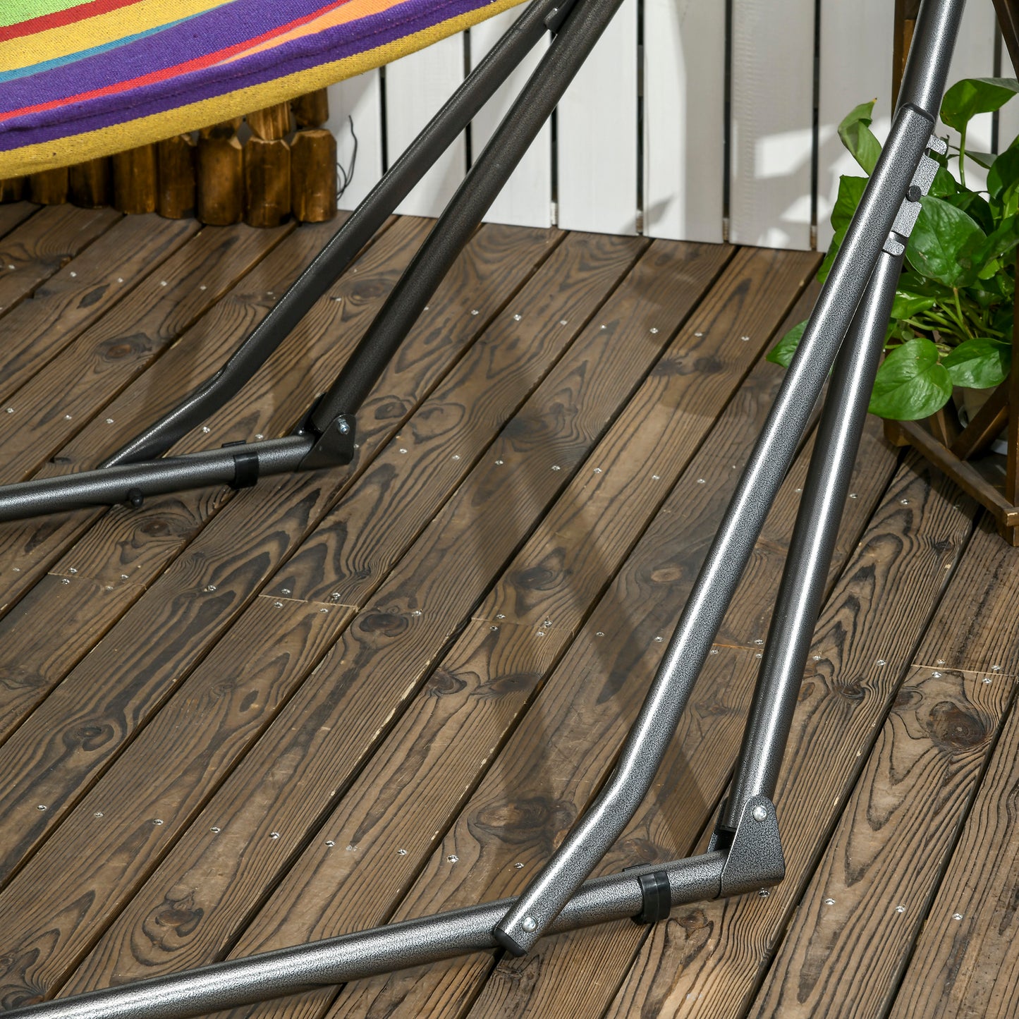 Outsunny Hamaca Con Soporte Plegable 2 En 1 Tendedero Con Barra 270x100x94 Cm_4