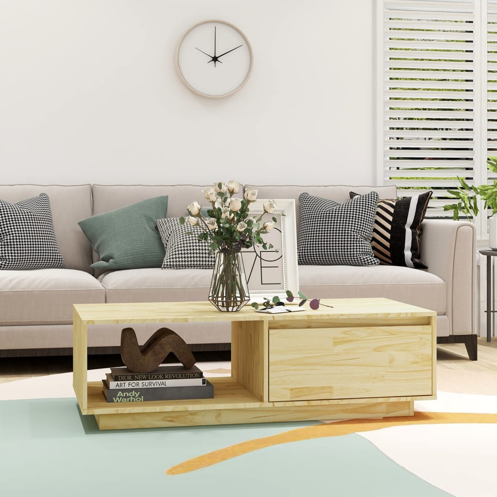 Mesa De Centro De Madera Maciza De Pino 110x50x33,5 Cm_1