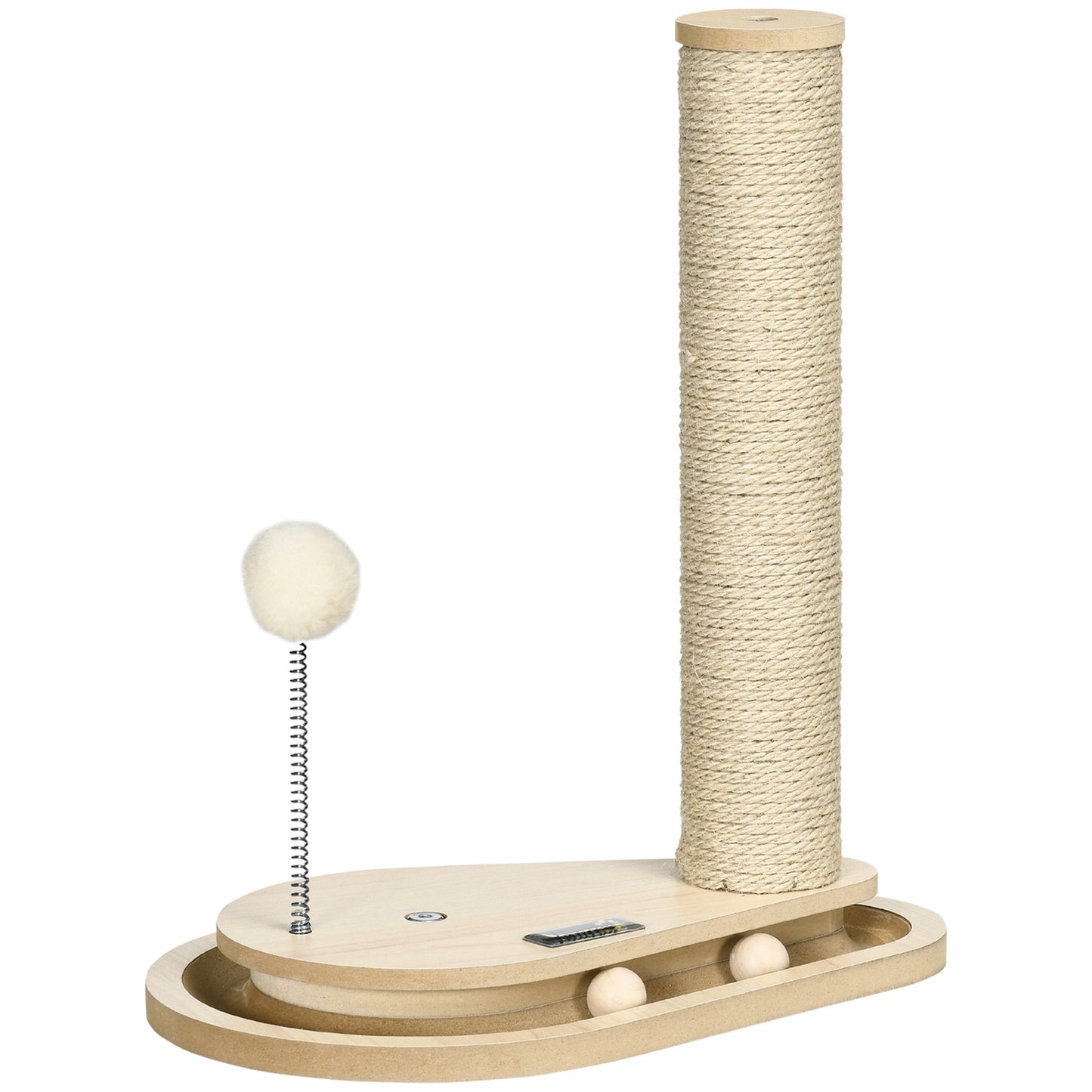 Pawhut Árbol Rascador Para Gatos 40 Cm Con Poste De Rascador 35x23x40 Cm Roble_0