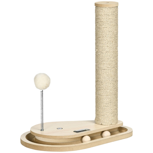 Pawhut Árbol Rascador Para Gatos 40 Cm Con Poste De Rascador 35x23x40 Cm Roble_0