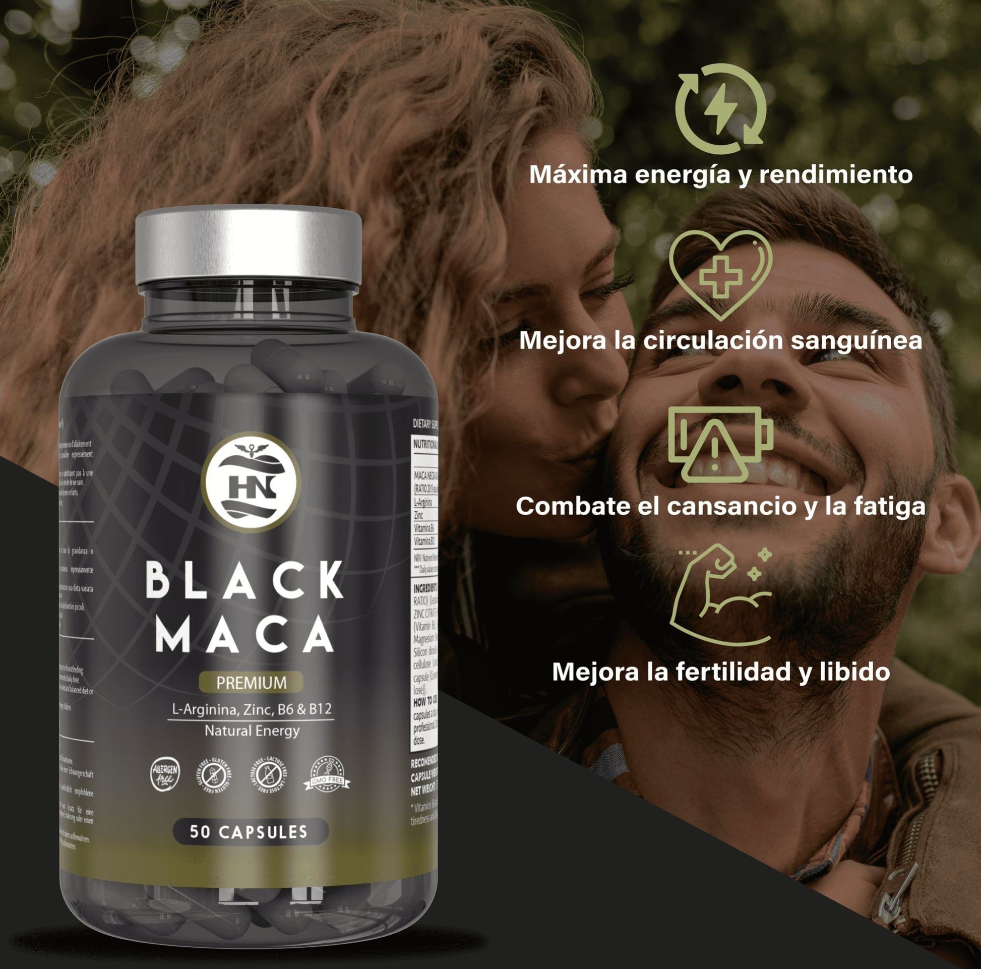 Maca Negra Andina Peruana Con L Arginina, 50 Capsulas, Para Máxima Energía Y Rendimiento Con Vitaminas B6/b13_1
