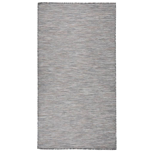 Vidaxl Alfombra De Exterior De Tejido Plano Marrón Y Azul 80x150 Cm_0