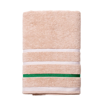 Toalla De Baño 70x140cm 450gms 100% Algodón Beige Con Rayas_0