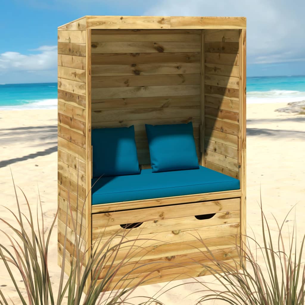 Silla De Jardín Strandkorb Con Cajón Pino Macizo 112x60x168 Cm_0