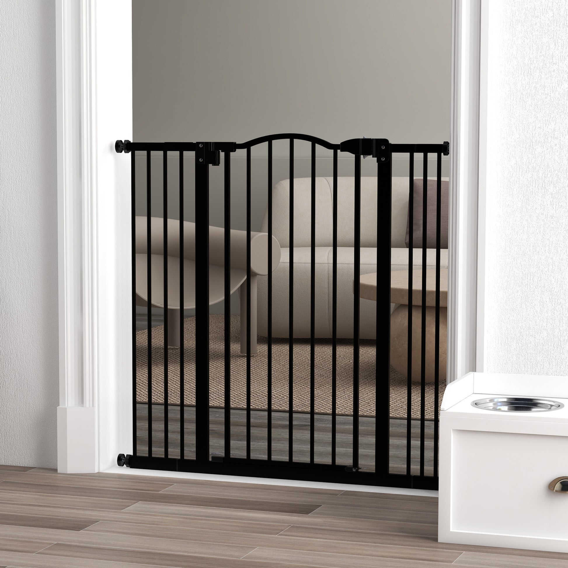Pawhut Barrera Para Perros Con Ancho Ajustable 74-100 Cm Negro_1
