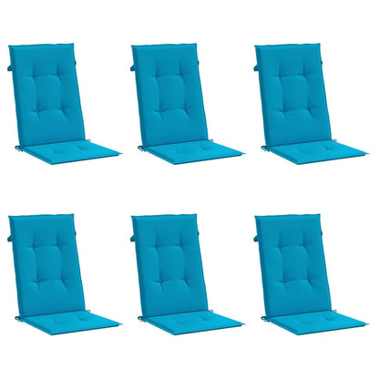 Vidaxl Cojín Silla De Jardín Respaldo Alto 6 Uds Tela Azul 120x50x3 Cm_0