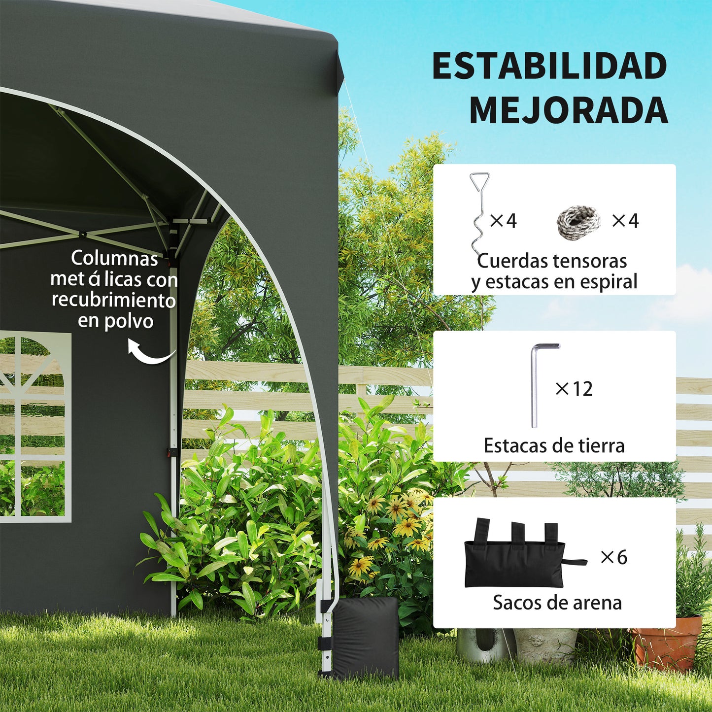 Outsunny Carpa Plegable 6x3 M_4