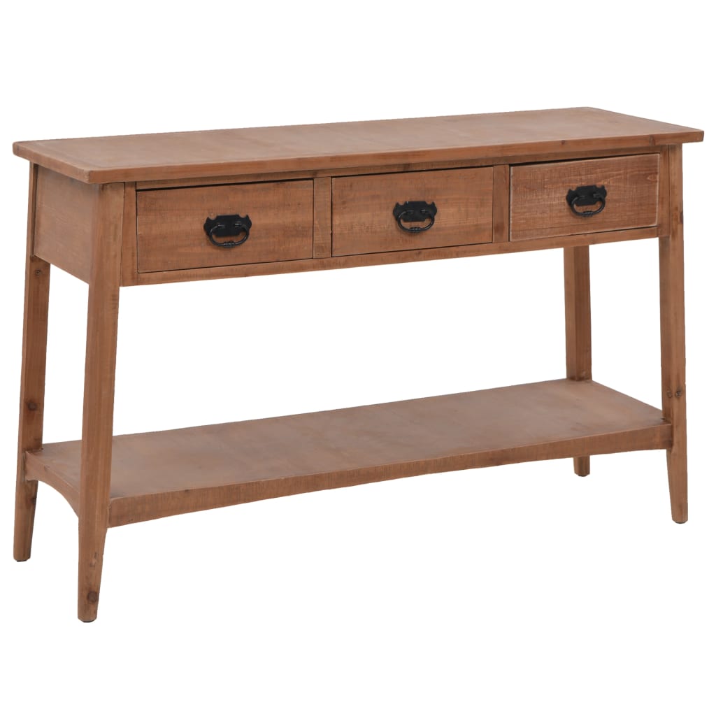 Mesa Consola De Madera De Abeto Maciza Marrón 126x40x77,5 Cm_2