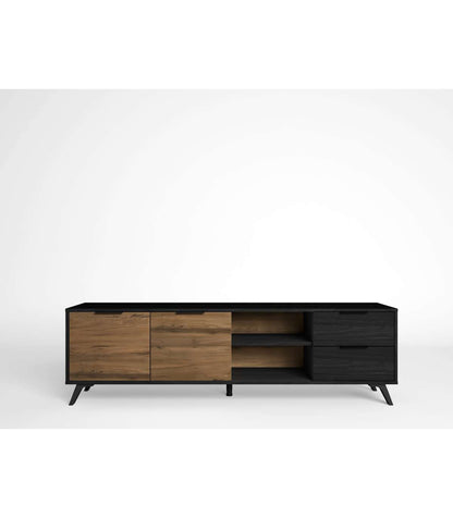 Mueble Para Televisión Modelo Noelia 2 Puertas 2 Cajones Acabado Nogal/bocamina, 180cm(an_5
